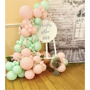 Best Parti Makaron Pembe ve Mint Yeşili Balon 70 Adet + 5 mt Balon Zinciri