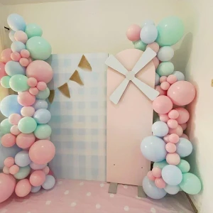 Best Parti Pastel Mint Yeşi-Mavi Makaron ve Pembe Makaron Balon Zinciri 50 Adet