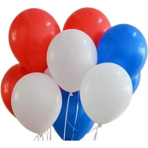 Best Parti Kırmızı - Beyaz - Koyu Mavi Metalik Balon 50 Adet+ 5 mt Balon Zinciri