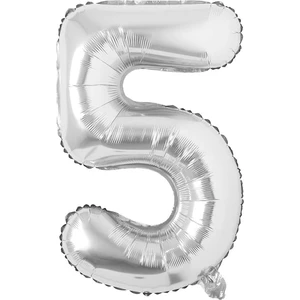 Best Parti 5 Yaş 40 Inç 100 cm Gümüş Büyük Rakam Folyo Balon