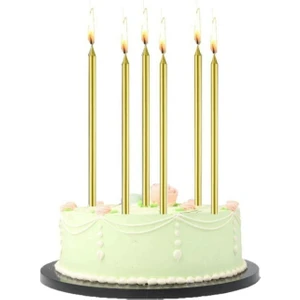 Best Parti 6 Adet Uzun Ince Gold Parlak Pasta Mumu Mum Altlığı 20 cm