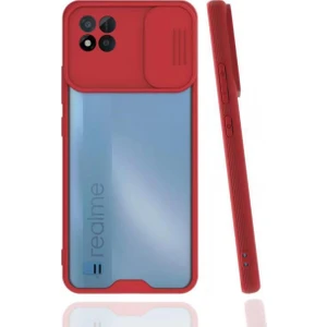 Realme C11 2021 Kılıf Platin Kamera Koruma Silikon - Kırmızı