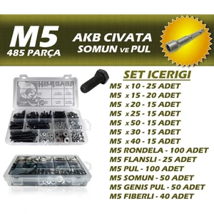 Site Hırdavat 485 Parça M5 Akb Cıvata + 8 Somun Adaptörü
