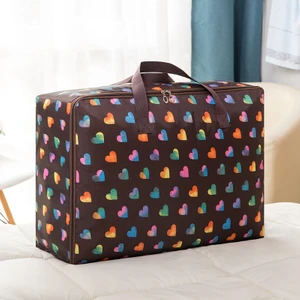 Oxford Kumaş Yorgan Saklama Çantası, Özellikler: 55X33X20Cm Kahve Kalp  (Yurt Dışından)