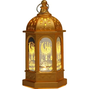 LED Rüzgar Işıkları Ramazan Fener Lambası Eıd Için Asılı Adha Olay Dekor Altın
