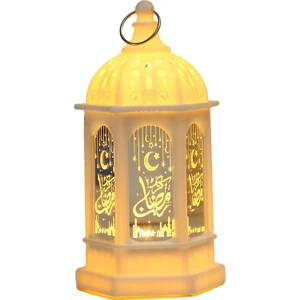 LED Rüzgar Işıkları Ramazan Fener Lambası Eıd Için Asılı Adha Olay Dekor Beyaz
