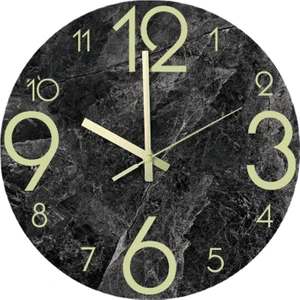 Modern Dilsiz Aydınlık Duvar Saati 12 '' Sessiz Glow Karanlık Saatler Ev Dekor Siyah