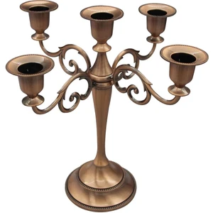5-Mum Metal Şamdan Şamdan 10 '' Mumluk Mum Kırmızı Standı