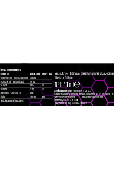 Nutracell Premium Collagen 6000 Flakon 14X40ML Tip 1-3 Hidrolize Kolajen Q10 B7 C E Vitaminli 2 Haftalık Paket