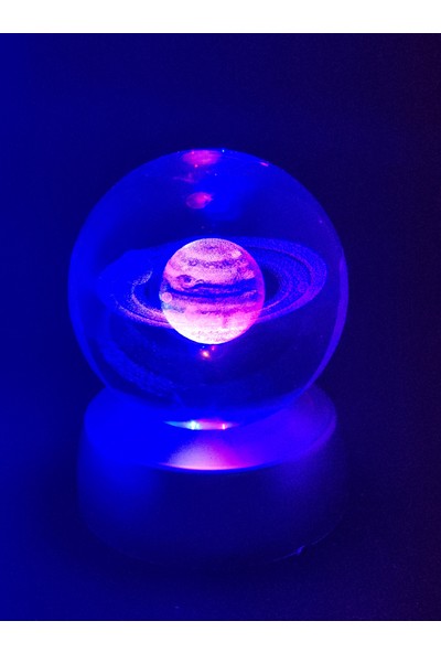 Ascellus 3D Satürn Işıklı Cam Küre