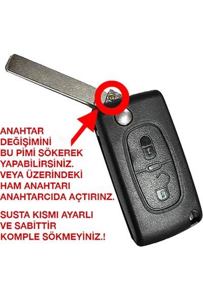 Esan Peugeot 307 308 Citroen C3 Anahtar Kumanda Kabı (Pil Yuvasız)