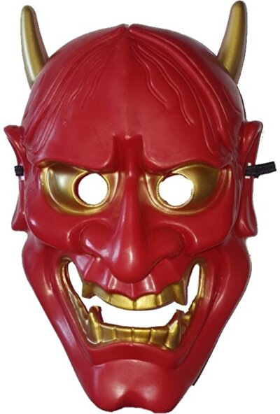 Ufuk Şaka Oyunları Boynuzlu Halloween Şeytan Maskesi Kırmızı Renk