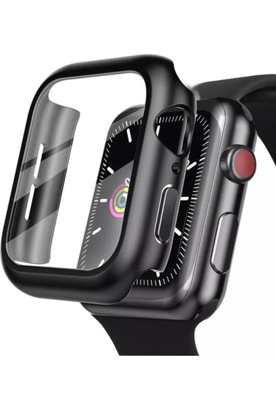 Abk Fashion Apple Watch 6 42 mm Uyumlu Ekran Koruyucu Kasa Koruma Full Body Gard Tüm Gövde Koruyucu Tam Koruma Siyah