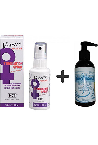 Bonie Hot V-Activ Stimulation Spray For Women + Pro Masseur Plus Kokusuz Tatsız Sade Masaj Yağı