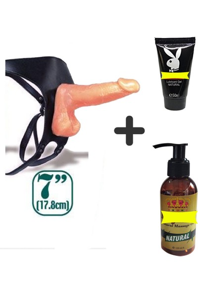 Bonie 17.8cm Içi Dolu Realistik Protez Penis + Masaj Yağı + Lubricant Jel