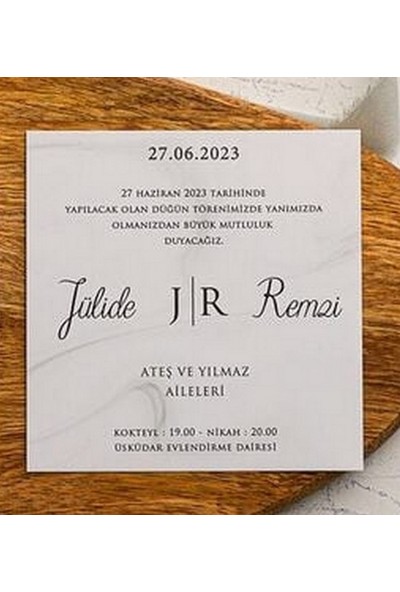 Erdem Düğün , Nikah ,nişan Davetiyesi 9156 ( 100 Adet )