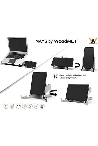 Woodact Mays Çok Amaçlı Notebook ve Telefon Standı