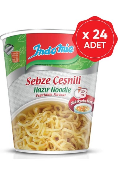 Indomie Sebze Çeşnili Hazır Bardak Noodle 60 gr (24 Adet)