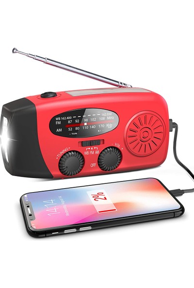 Sanlindou Çok Fonksiyonlu El Radyo Güneş Krank Dinamo Powered Am / Fm / Noaa Hava Radyo Kullanımı Acil Led El Feneri Ve Güç Bankası | Radyo (Yurt Dışından)