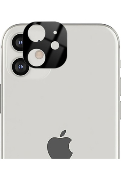 Omelo Apple iPhone 12 Mini Kırılmaz Cam Kamera Lens Koruyucu Komple Cam Siyah