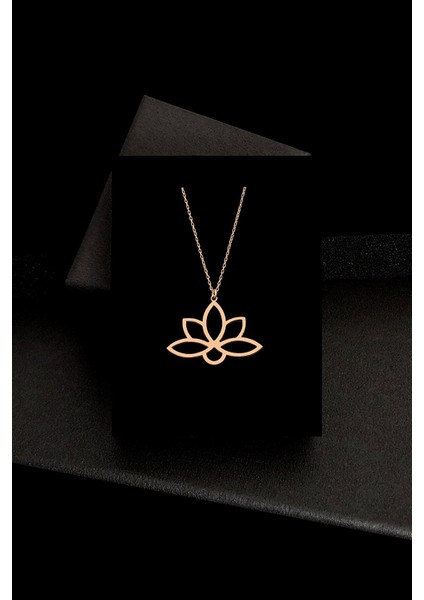 Kadın 925 Ayar Gümüş Sonsuz Yaşamın Simgesi Lotus Çiçeği Rose Kolye