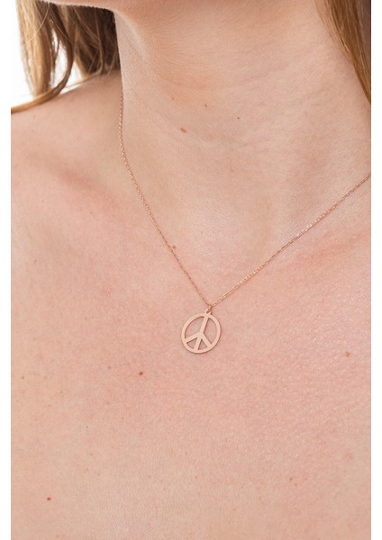 Kadın 925 Ayar Gümüş London Hayalet Zincir Rose Barış Kolyesi