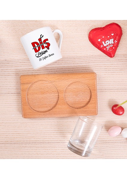 Kişiye Özel Diş Hekimi Ahşap Sunumlu Türk Kahvesi Fincanı fiyatları