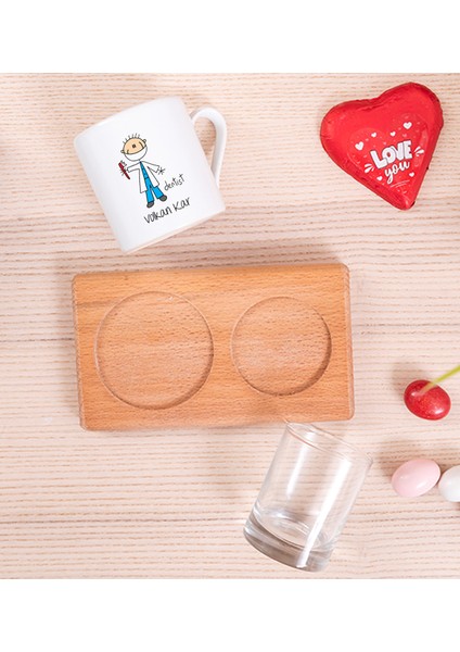 Kişiye Özel Erkek Diş Hekimi Karikatürü Ahşap Sunumlu Türk Kahvesi Fincanı fiyatları