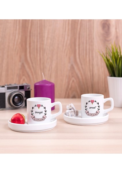 Kişiye Özel Isim Yazılı Tarihli Ikili Concept Türk Kahvesi Fincanı