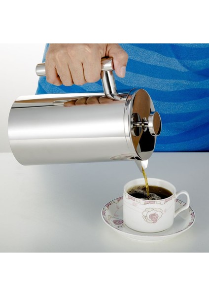 Kahve Makinesi Fransız Basın Paslanmaz Çelik Espresso Kahve Makinesi Sıcak Tutun Çift Duvar Çay Makinesi Pot Çay Su Isıtıcısı Süzgeç İle | Kahve Kapları (Yurt Dışından)