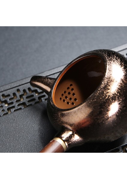 Stoneware Ahşap Saplı Yan Demlik Çin Antika Ev Çay Makinesi Tianmu Sır Kung Fu Çay Seti Seramik Tek Pot Seti | Çaydanlıklar (Yurt Dışından)