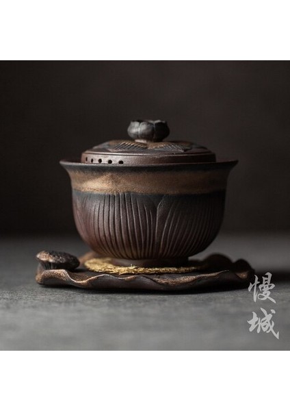 Sancai Kapak Kase Teacup Seramik Çay Bowl Kung Fu Çay Seti Retro El Yapımı Stoneware Büyük Çay Bowl Ev Çay Makinesi | Çay Tureen (Yurt Dışından)