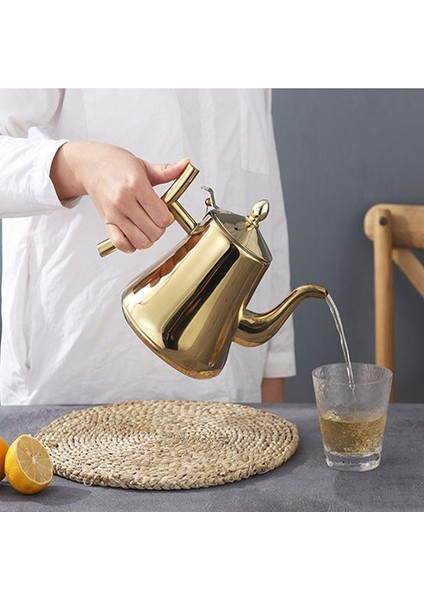1L Kalın Paslanmaz Çelik Su Isıtıcısı Altın Çay Potu Filtre Isıya Dayanıklı Kahve Pot Indüksiyon Ocak Kettle | Çaydanlıklar (Gold-S) (Yurt Dışından)