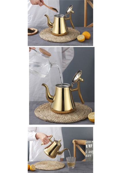 1L Kalın Paslanmaz Çelik Su Isıtıcısı Altın Çay Potu Filtre Isıya Dayanıklı Kahve Pot Indüksiyon Ocak Kettle | Çaydanlıklar (Gold-S) (Yurt Dışından) fırsatları
