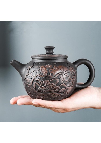 Yixing Mor Kil Çaydanlık El Boyalı Antika Kabartma Lotus Çaydanlık Büyük Kapasiteli Ev Çaydanlık Kungfu Çay Bardağı Seti | Çaydanlıklar (Yurt Dışından) fiyatları