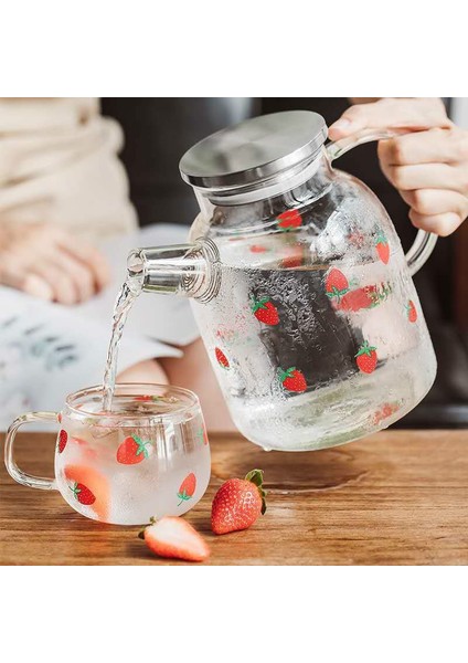 1.8L Yaz Büyük Şeffaf Borosilikat Cam Çaydanlık Çay Potu Meyve Çay Fincanı Bir Set Su Isıtıcısı Ofis Drinkware Cam Sürahi | Çaydanlıklar (1800Ml) (Yurt Dışından) modelleri