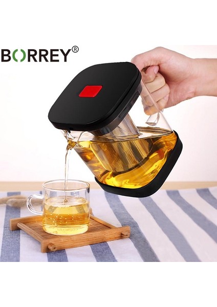 Temizle Cam Çaydanlık Teacup Set Isıya Dayanıklı Kare Cam Çaydanlık Çay Demlik Puer Oolong Çay Su Isıtıcısı Ofis Çay Bardağı | Çaydanlıklar (600 Ml Çaydanlık (1 Adet)) (Yurt Dışından)