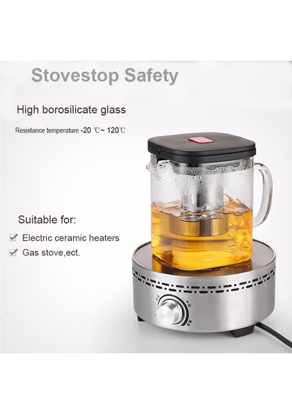 Temizle Cam Çaydanlık Teacup Set Isıya Dayanıklı Kare Cam Çaydanlık Çay Demlik Puer Oolong Çay Su Isıtıcısı Ofis Çay Bardağı | Çaydanlıklar (600 Ml Çaydanlık (1 Adet)) (Yurt Dışından) fiyatları