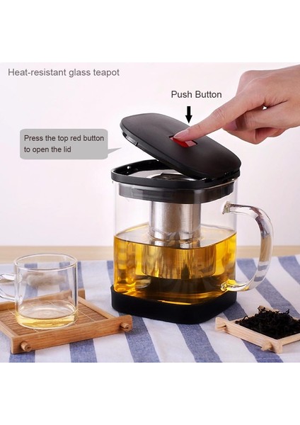 Temizle Cam Çaydanlık Teacup Set Isıya Dayanıklı Kare Cam Çaydanlık Çay Demlik Puer Oolong Çay Su Isıtıcısı Ofis Çay Bardağı | Çaydanlıklar (600 Ml Çaydanlık (1 Adet)) (Yurt Dışından) modelleri