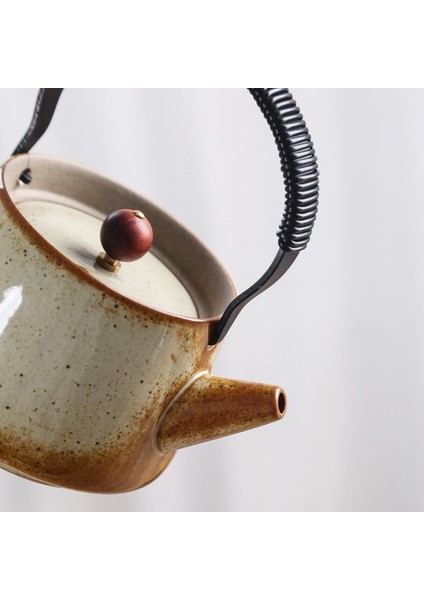 Stoneware Döngü Işlenmiş Çaydanlık Çaydanlık Seramik Ev Tek Demlik Retro Nostaljik Japon Kung Fu Demlik Set Çay Su Isıtıcısı Çay Potu | Çaydanlıklar (Yurt Dışından) modelleri