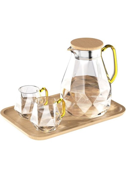 1.5L Su Dekanter Su Elmas Doku Cam Çaydanlık Seti Su Sürahi Şeffaf Cezve Suyu Karafe Isıya Dayanıklı | Çaydanlıklar (1 Çaydanlık 2 Çay Bardağı) (Yurt Dışından)