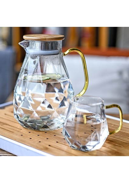 1.5L Su Dekanter Su Elmas Doku Cam Çaydanlık Seti Su Sürahi Şeffaf Cezve Suyu Karafe Isıya Dayanıklı | Çaydanlıklar (1 Çaydanlık 2 Çay Bardağı) (Yurt Dışından) fiyatları