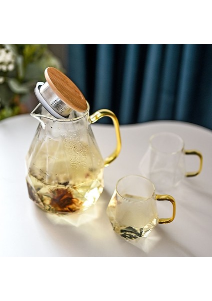 1.5L Su Dekanter Su Elmas Doku Cam Çaydanlık Seti Su Sürahi Şeffaf Cezve Suyu Karafe Isıya Dayanıklı | Çaydanlıklar (1 Çaydanlık 2 Çay Bardağı) (Yurt Dışından) modelleri