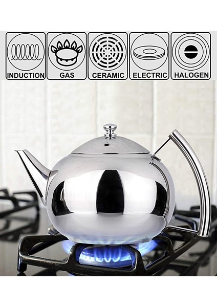 Büyük Kapasiteli Paslanmaz Çelik Çaydanlık Konteyner Kahve Potu Kettle Filtre Restoran Konteyner Home Hotel Cafe Bar Çaydanlık | Çaydanlıklar (1.5L) (Yurt Dışından)