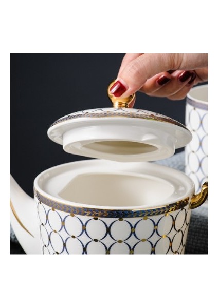 Avrupa Noble Kemik Çin Kahve Çaydanlık Çay Seti 730 Ml Lüks Seramik Çay Potu Çiçek Çay Seti Puer Su Isıtıcısı Ofis Ev Aracı Drinkware | Çaydanlıklar (A) (Yurt Dışından)