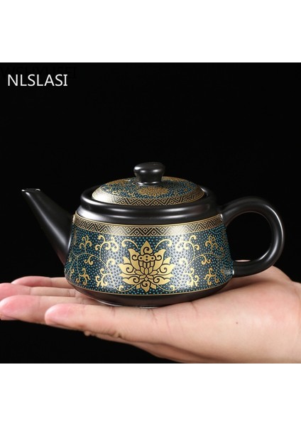 Jingdezhen Vintage Siyah Seramik Çay Potu Çin Çay Seti Özelleştirme Porselen Çaydanlık Oolong Çayı El Yapımı Su Isıtıcısı 240Ml | Çaydanlıklar (15.2X7.5Cm 240Ml / 1) (Yurt Dışından)