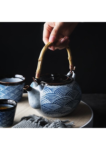 800Ml Mavi Seramik Çay Seti Filtre İle Öğleden Sonra Çay Seti Seramik Su Kupası Çiçek Çay Kupası | Çaydanlıklar (Çaydanlık) (Yurt Dışından)