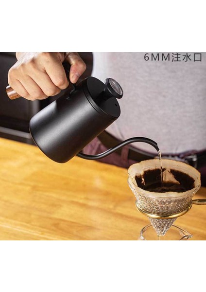 Ahşap Saplı Paslanmaz Çelik Gooseneck Su Isıtıcısı El Damla Cezve Kahve Üzerinde Dökülme Çay Pot Barista Kahve Makinesi | Kahve Tencereler (Yurt Dışından)
