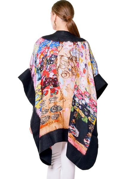Yün Ipek Keçe Siyah Panço Gustav Klimt Maria Munk