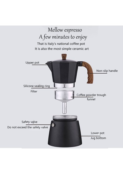 300Ml Moka Pot Alüminyum Italyan Espresso Kahve Makinesi Latte Percolator Soba Kahve Pot Ev Açık Stopetop Mocha Pot | Kahve Tencere (Yurt Dışından)